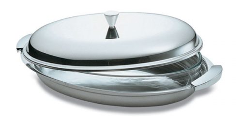 assadeira inox com tampa e pyrex eme