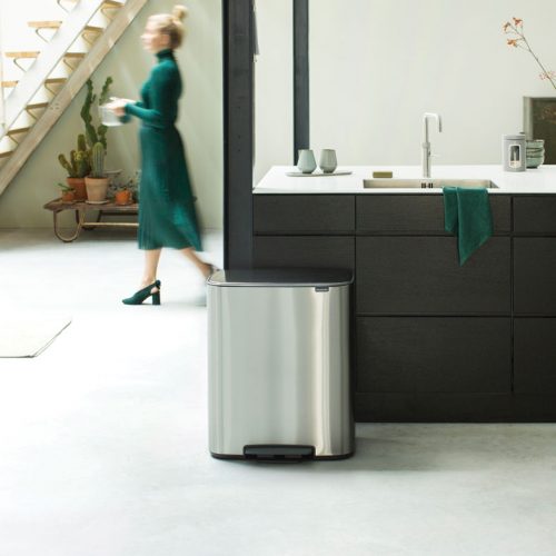 balde lixo pedal bo aço mate anti-dedadas 60 lts brabantia