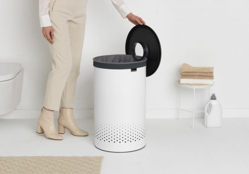 tulha branca com tampa cinza escura 60 lts brabantia