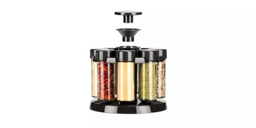 suporte rotativo com 8 frascos para especiarias tescoma