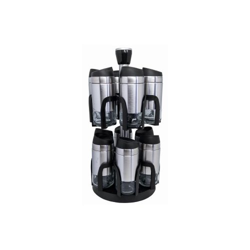 suporte rotativo com 12 frascos especiarias inox/vidro nerthus vin bouquet