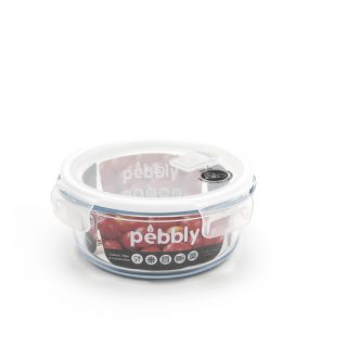 caixa vidro redonda para alimentos pebbly