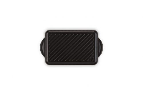 grelhador retangular preto mate com rasgos le creuset
