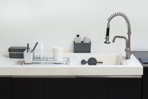 ambiente escova de loiça cinza escuro com base brabantia