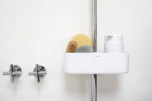 caddy branco para chuveiro brabantia
