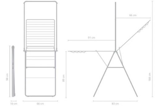 MEDIDAS ESTENDAL HANGON PRETO 25 MTS + BARRA P/ CABIDES BRABANTIA